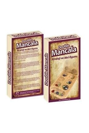 Mangala Oyunu Cam Taşlı Doğal Ahşap ( Double Mancala) ZekaAkademisi00215