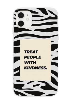 Iphone 11 Beyaz Treat People With Kindness Tasarımlı Lansman Kılıf FCIP11-003