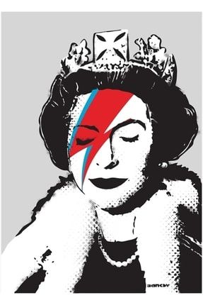 Banksy Ingiltere God Save The Queen Elisabeth Ile David Bowie Rock Grubu Ahşap Poster Dekoratif f8f8f8(535)MUS