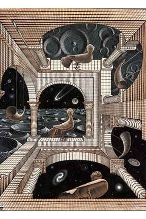 Escher - Başka Bir Dünya Iı Tablo Ahşap Poster Dekoratif f8f8f8(945)Hayvanlar