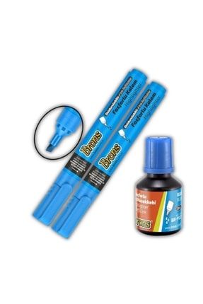 Fosforlu Kalem Mavi Doldurulabilir 2 Adet Ve Mürekkebi 30ml 1 Adet BRNS-FFRLKLM-2AD-MRKP1-MV
