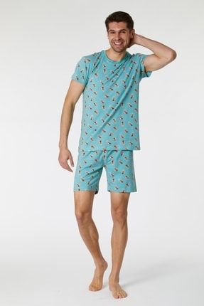 Erkek Pijama-pza - 979-mandril Baskılı Yeşil 221-1-PZA-Z-A-PRINTED