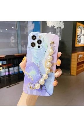Samsung Galaxy A52 Mermer Baskılı Incili Ele Geçmeli Montreal Kılıf EFLBLK1111