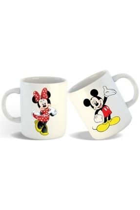 Mickey Ve Minnie Mouse Tasarımlı Çift Beyaz Kupa Bardak ds12rmz17