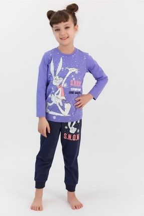 Bugs Bunny Lisanslı Snow Indigo Kız Çocuk Pijama Takımı L1406-C