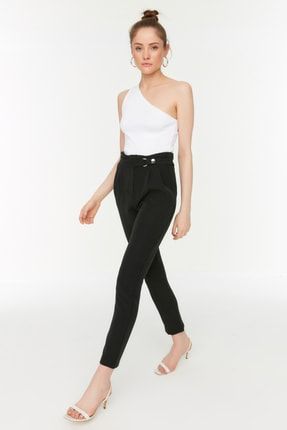 Siyah Beli Çıtçıtlı Pileli Havuç Pantolon TWOSS20PL0131