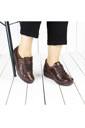 Kadın Kahverengi Deri Astar Topuk Yastıklı Sistem Ayakkabı 205