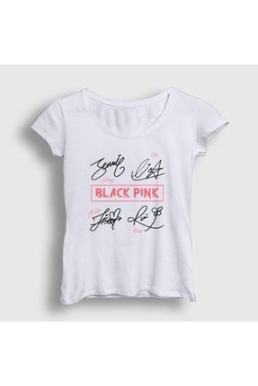 Kadın Beyaz Tanda Tangan Blackpink T-shirt 294119tt