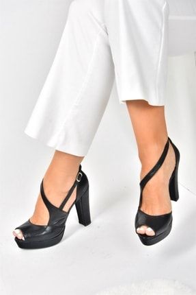 Siyah Sim Platform Kalın Topuklu Kadın Abiye Ayakkabı M348080014