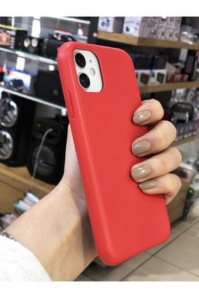 Leather Case Iphone 11 Kırmızı Lüx Içi Süet Deri Kılıf DERİ 11