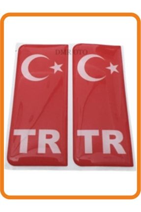 Türk Bayrağı Plaka Damla Sticker Su Geçirmez Solmaz 2 Adet damlaplakatr