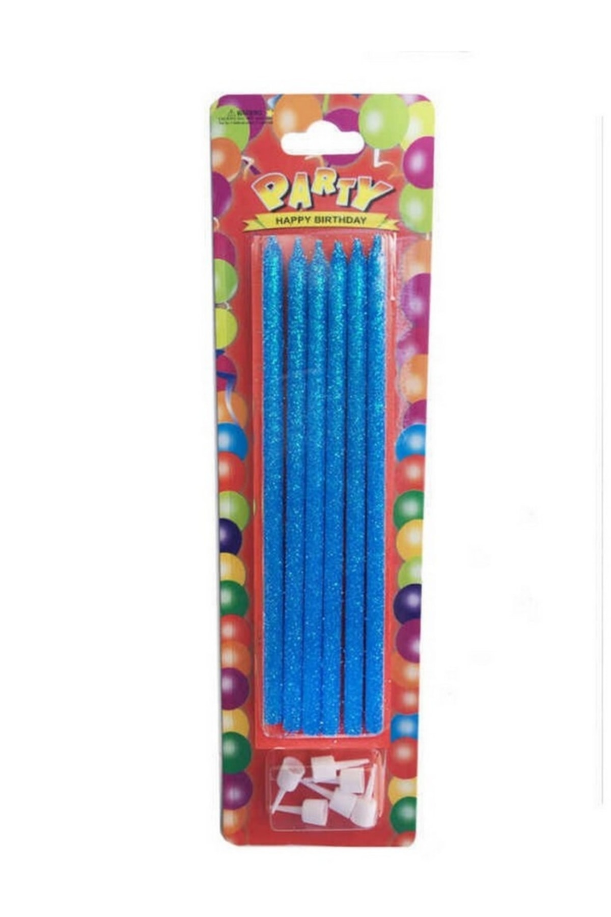 Genel Markalar Mum Simli 14cm Mavi Pakette 6 Adet