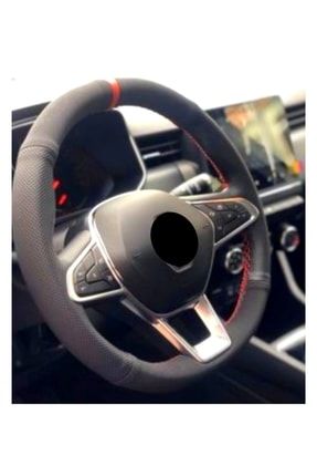 Renault Megane 4 Uyumlu Alkantara-karbon Kırmızı Yüzüklü Direksiyon Kılıf GÜRLER-MGN4-ALK