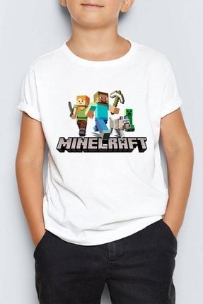 Minecraft Baskılı Unisex Çocuk Tişört T-shirt Mr-10 PRA-5697380-487568