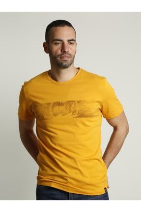 Sarı Baskı Detaylı Erkek T-shirt CHA-A67