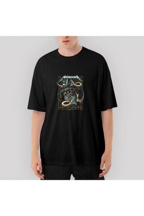 Metallica Kurukafa Yılan Oversize Siyah Tişört OZT4175