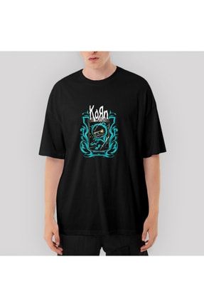 Korn Blue Monster Oversize Siyah Tişört OZT4147