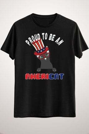 Unisex Siyah Kedi Cat Us Flag 4 Th July Proud To Be An Amerikedi Cat GK1881