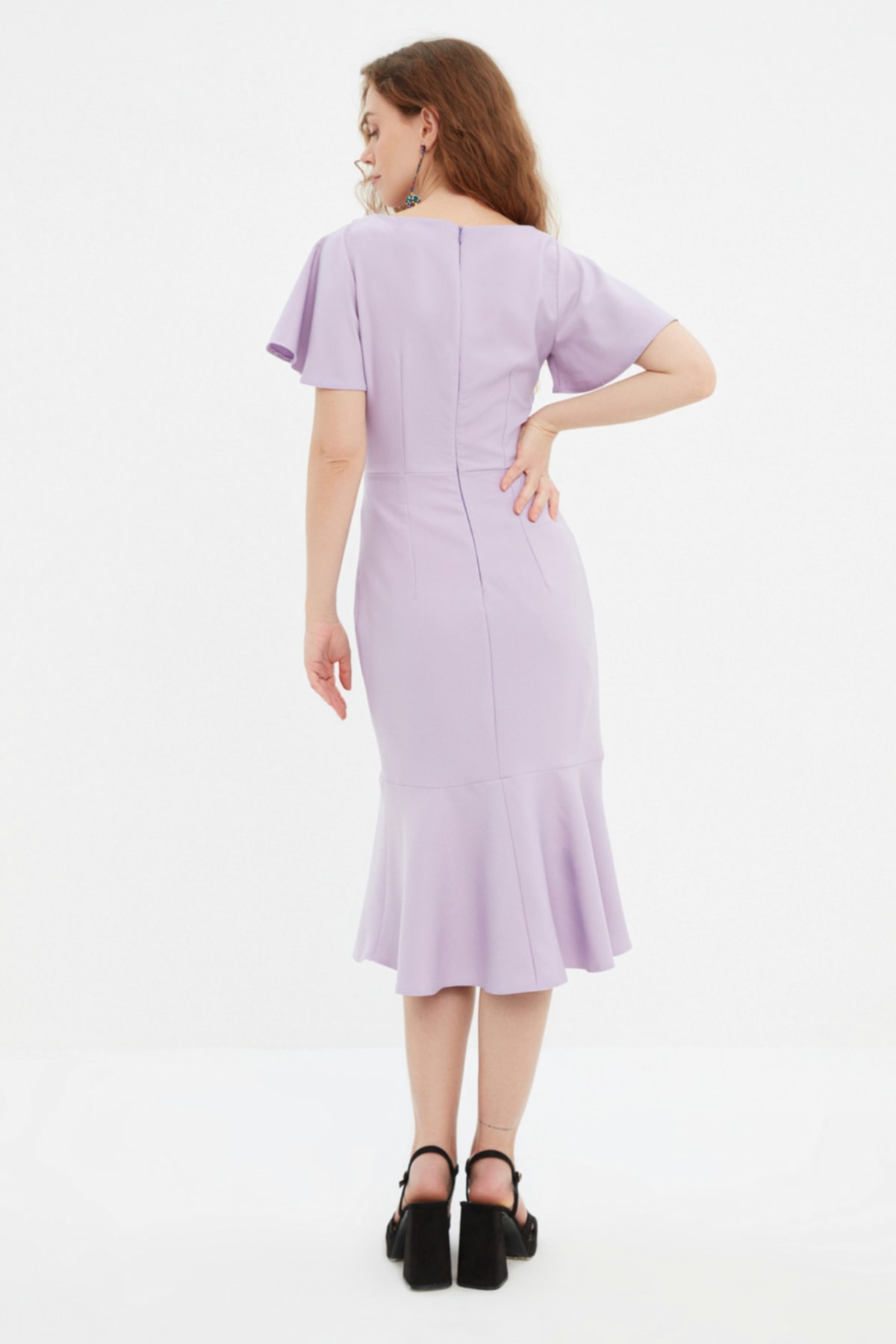 Vestido Midi Regular Mujer Trendyol - Poliéster Elastano Cuadrado