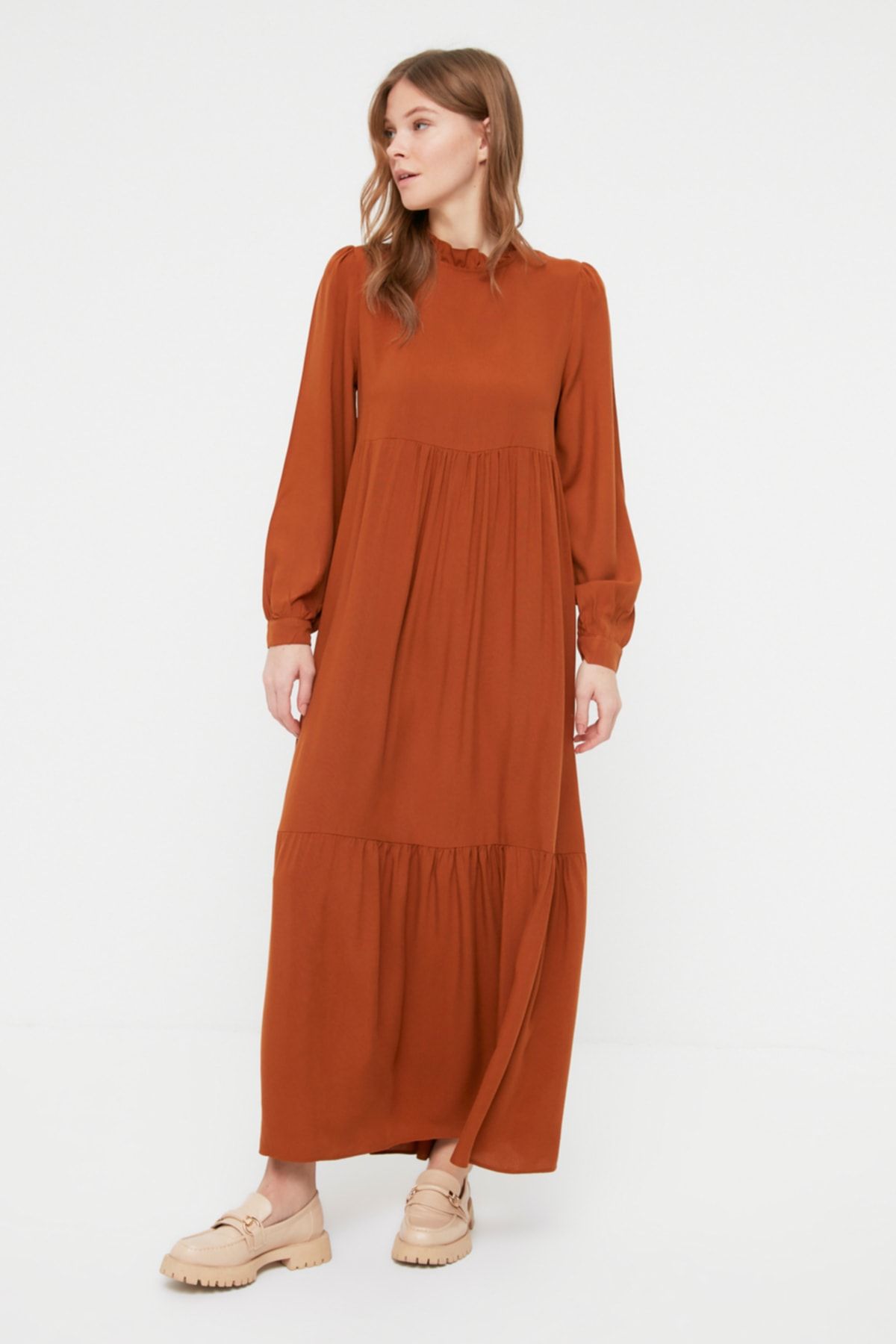 Trendyol Modest Kleid Braun A-Linie