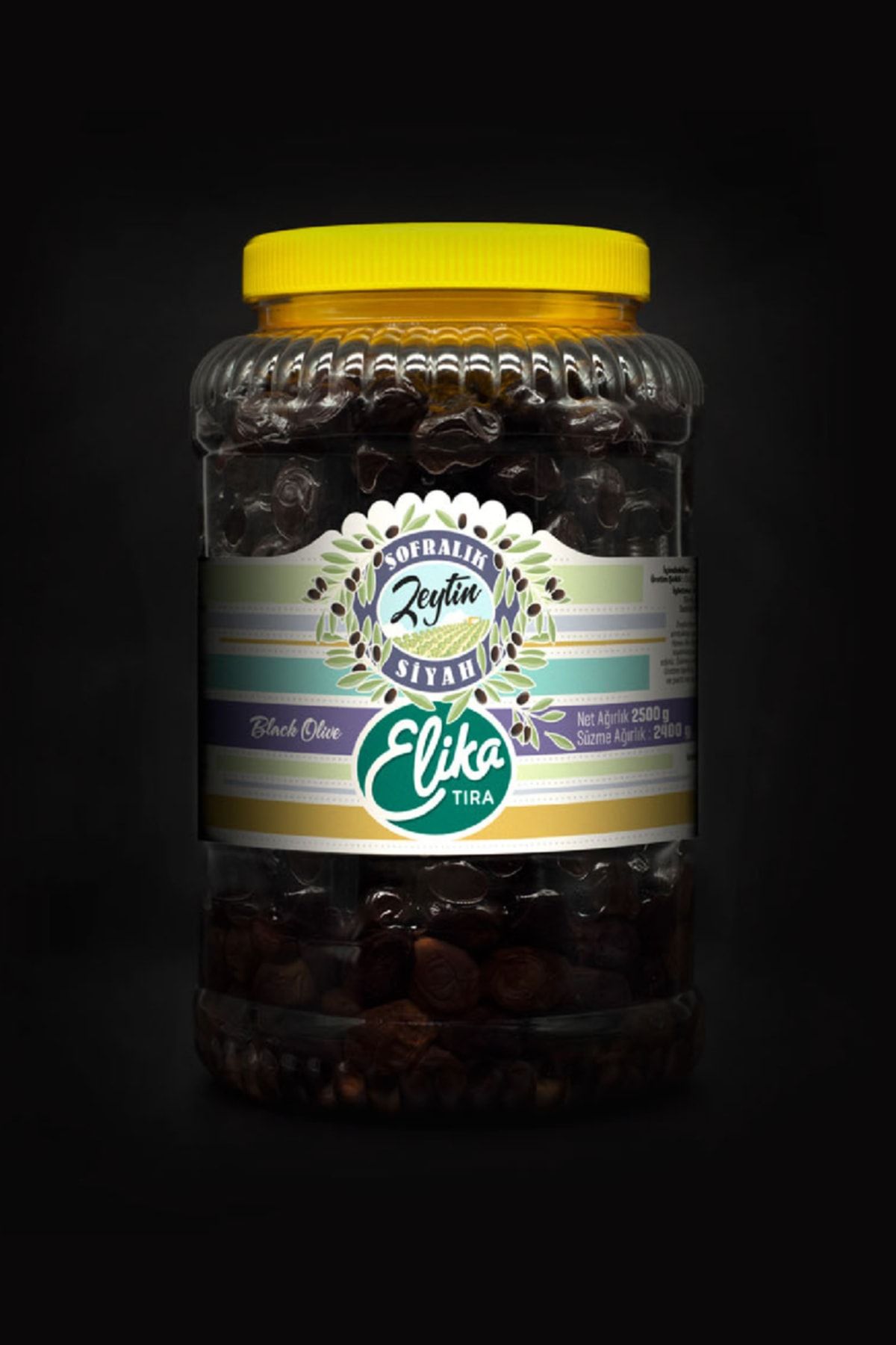ELİKA Zeytin Taş Baskı Iri Boy Doğal Siyah Salamura Zeytin 2kg
