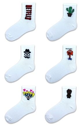 Erkek Çorap Soket Uzun Corap Kadın Havlu Renkli Desenli Çoraplar 6 Adet SS-305