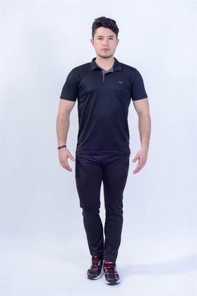 Polo Yakalı Erkek Siyah Spor T-shirt - 5017-02 TYC00396201087