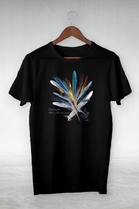 Unisex Siyah Inapıratıon Wrıte What You Want Vip Tasarım Tshirt GSC-20