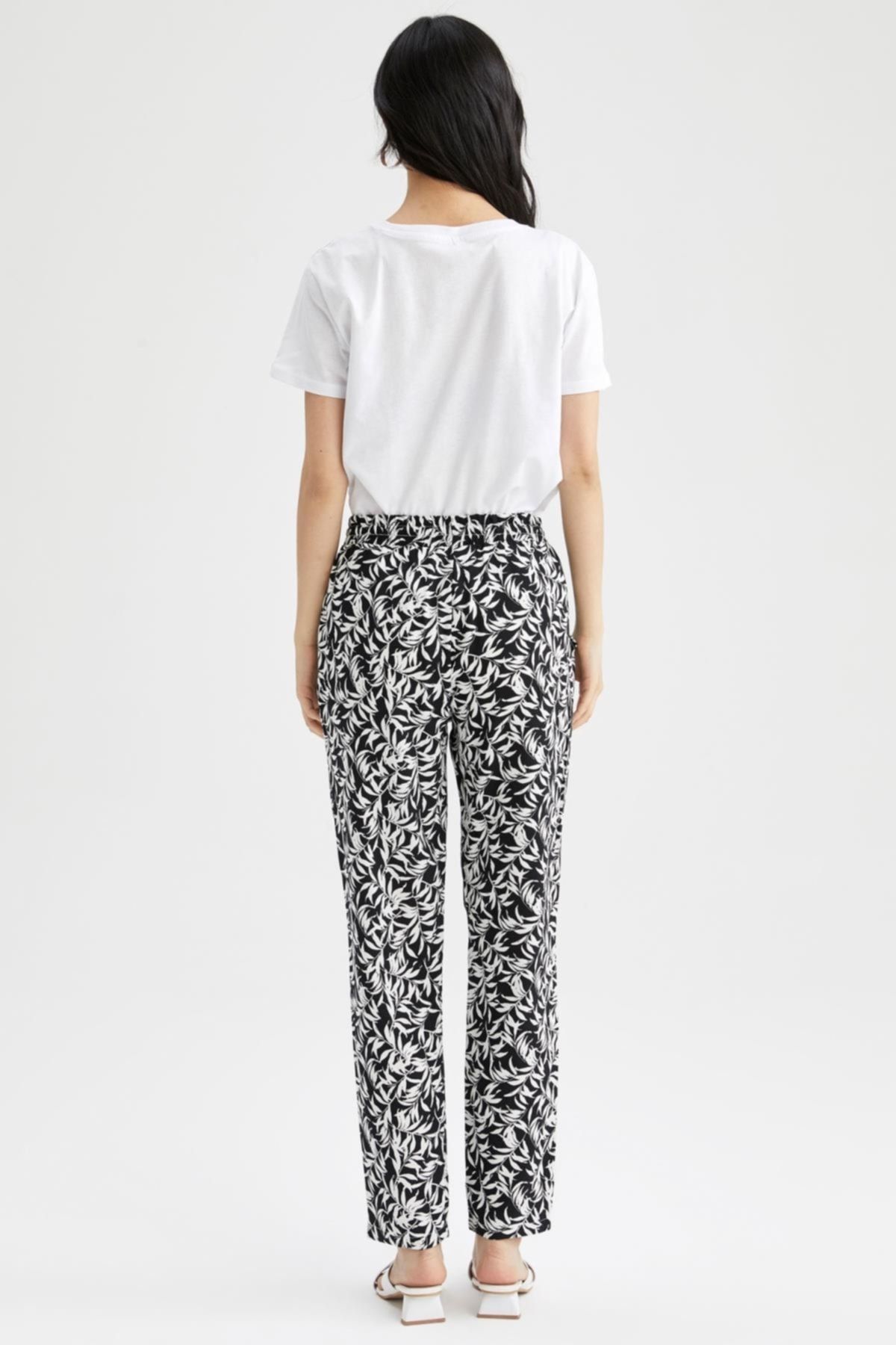 DeFacto-Harem Patterned High Waist Viscose Trousers with Pockets I3709Az22Sm 6