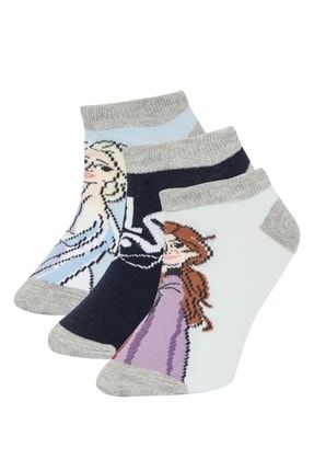 Kız Çocuk Frozen 3'lü Pamuklu Patik Çorap X2212A6NS