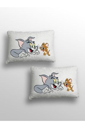 Tom Ve Jerry Çizgi Dizi Tasarım Baskılı 2'li Oto Yastık 1. Kalite PNRMTYSTK1150