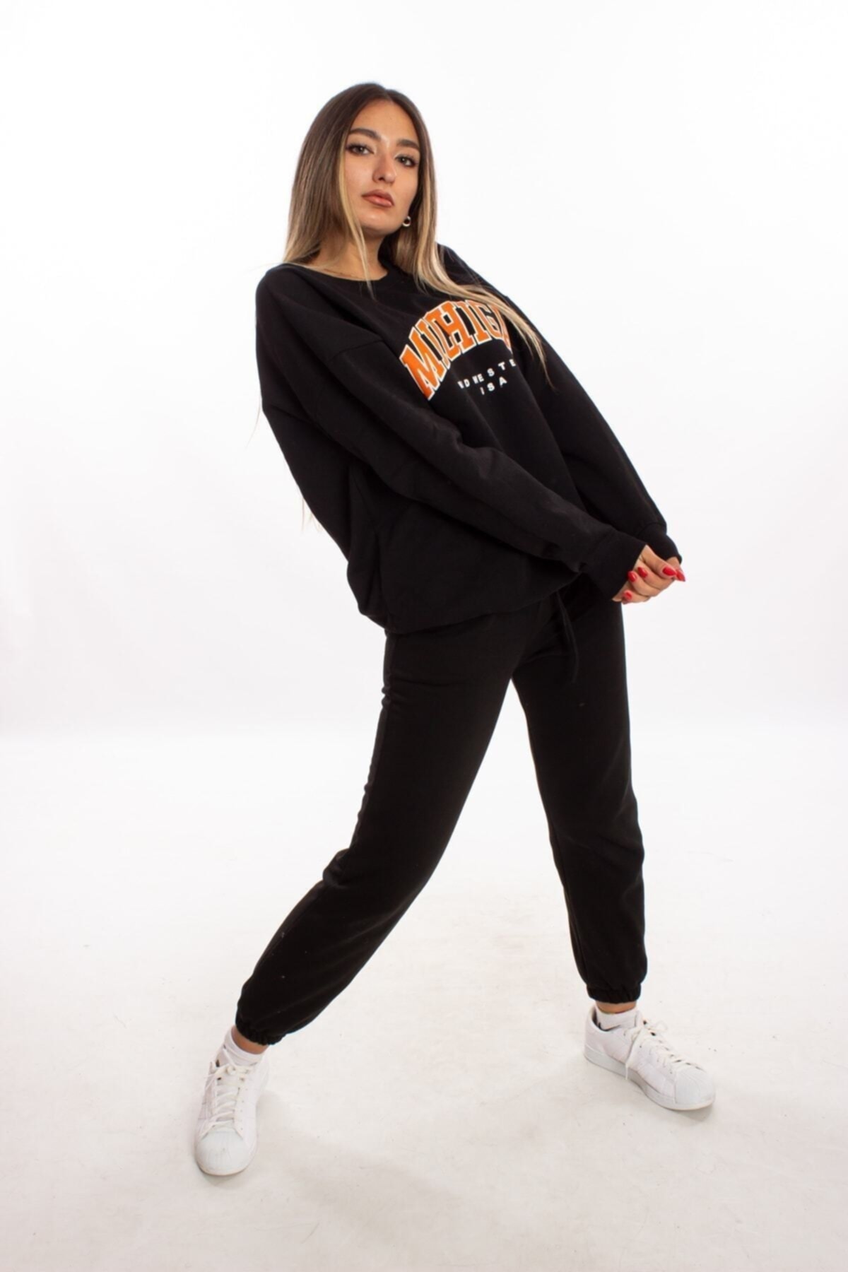 Siyah Oversize Mıchıgan Sweatshirt — مشکی 3621594782 — تصویر 6 از 7