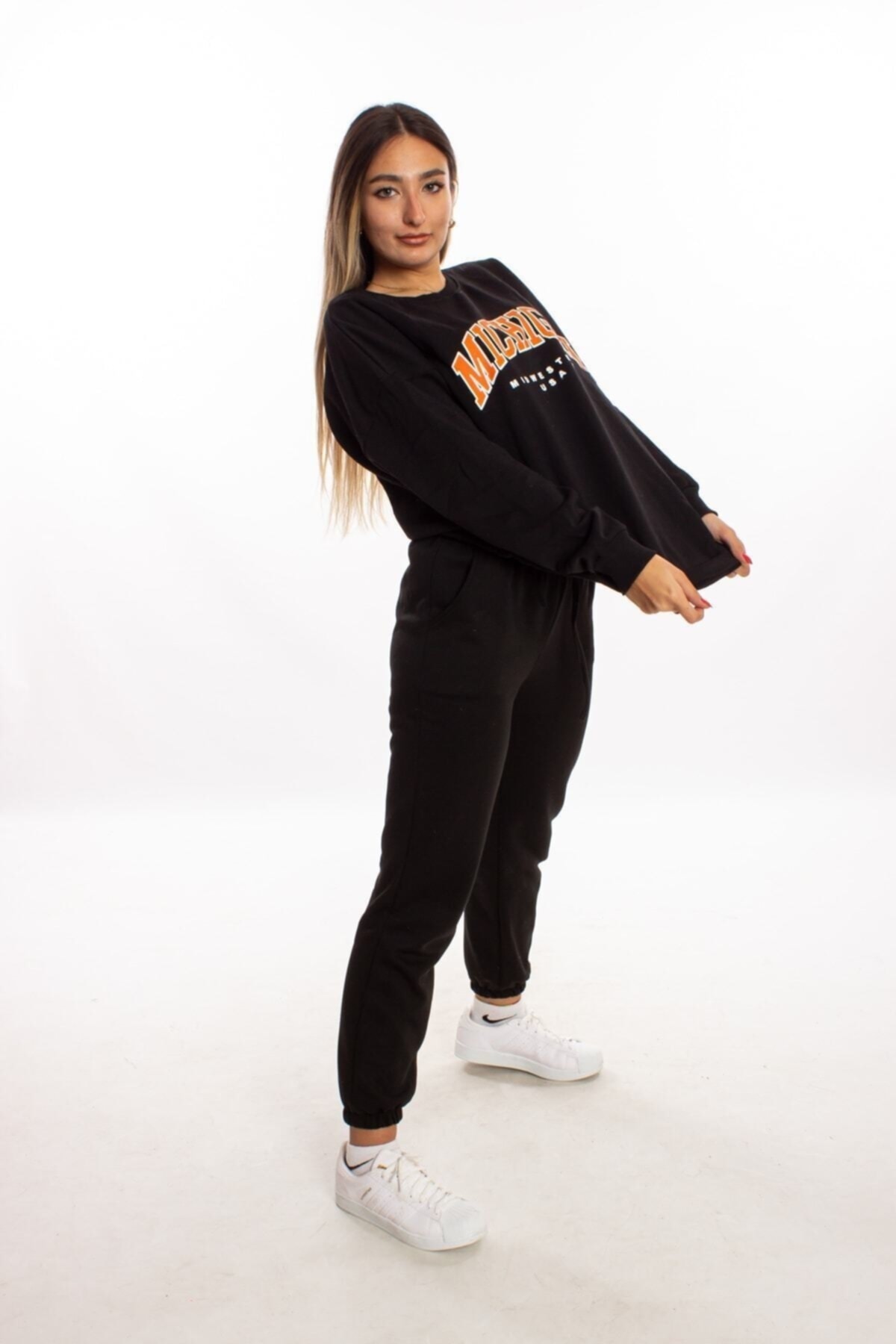 Siyah Oversize Mıchıgan Sweatshirt — مشکی 3621594782 — تصویر 7 از 7