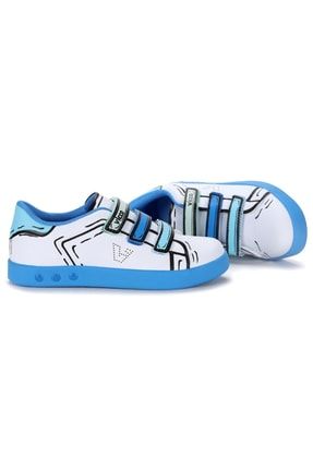 Beyaz - 313.22y.153 Picasso Cırtlı Işıklı Kız/erkek Çocuk Spor Ayakkabı A22YSPORVIC00003