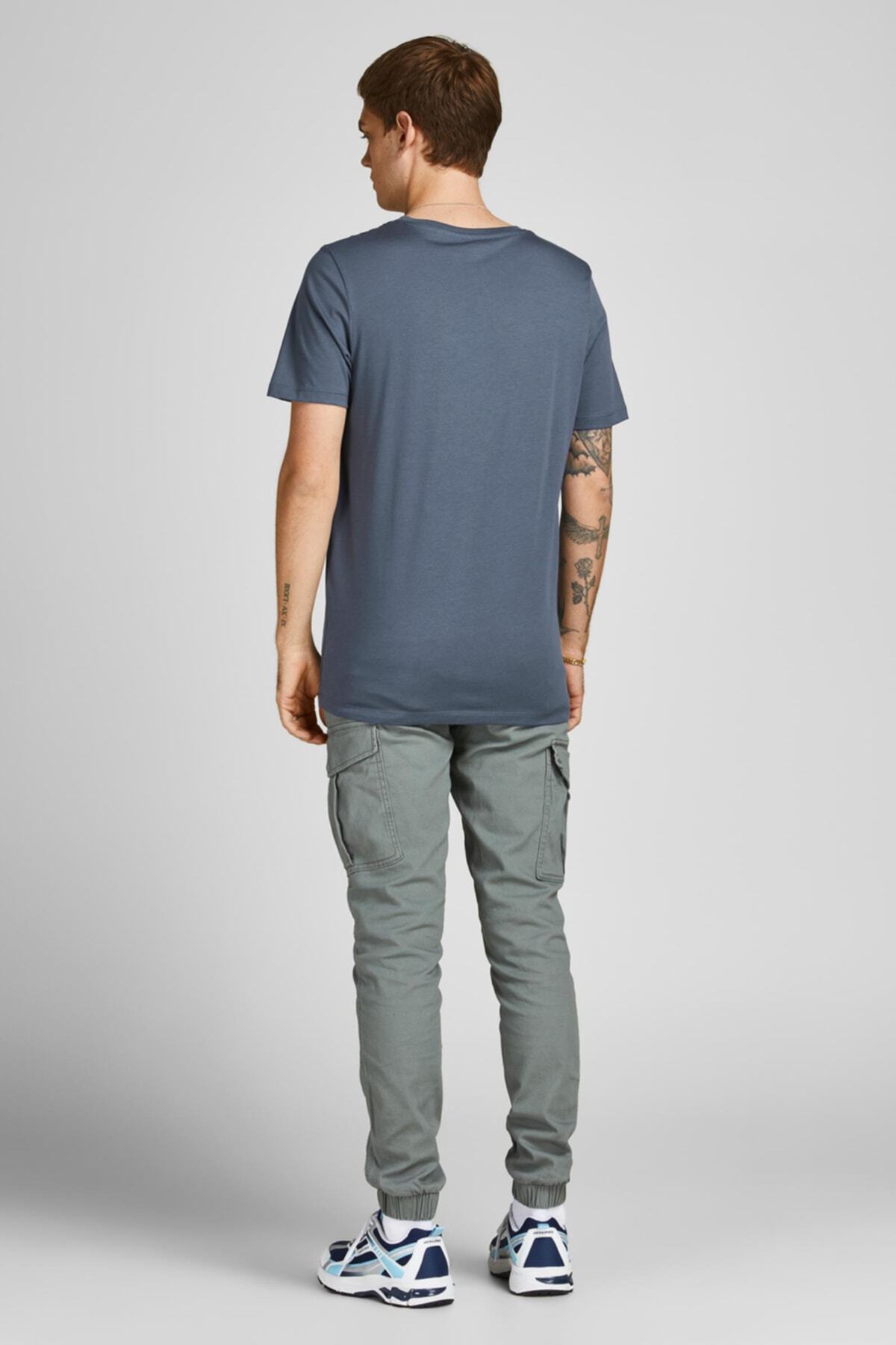 تیشرت مردانه آبی سرمه ای جک اند جونز | 12199474 اورجینال - تصویر 6