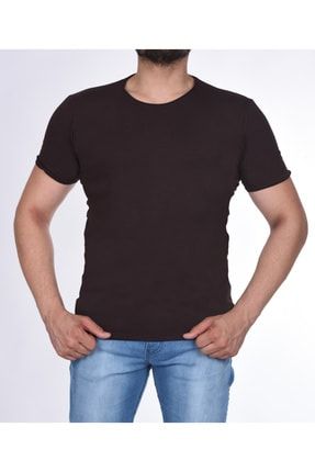 Erkek Kahverengi Suprem Kısa Kollu Düz T-Shirt 1884