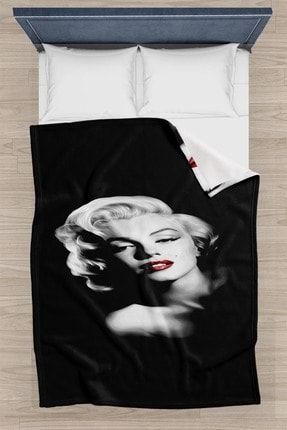 Siyah Beyaz Marilyn Monroe Tek Kişilik 3d Desenli Battaniye Ossociftkisilikte7