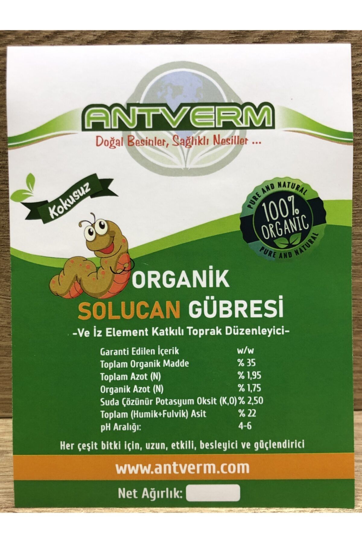 Biolojik Ve Doğal Olarak Üretilen Çevre Dostu toprak Nemlendirici Organik Solucan Gübresi 5kg
