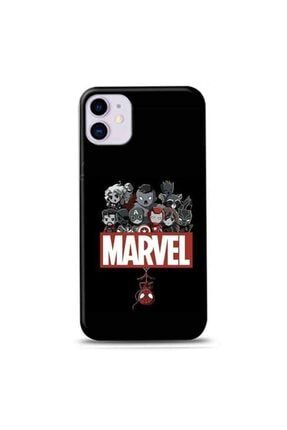 Iphone 11 Marvel Siyah Zemin Çoçuk Kahramanlar Tasarımlı Telefon Kılıfı(ave5) desecase30210