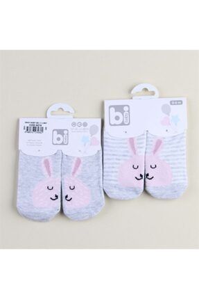 Kız Bebek Gri Tavşanlı Ikili Çorap 68216