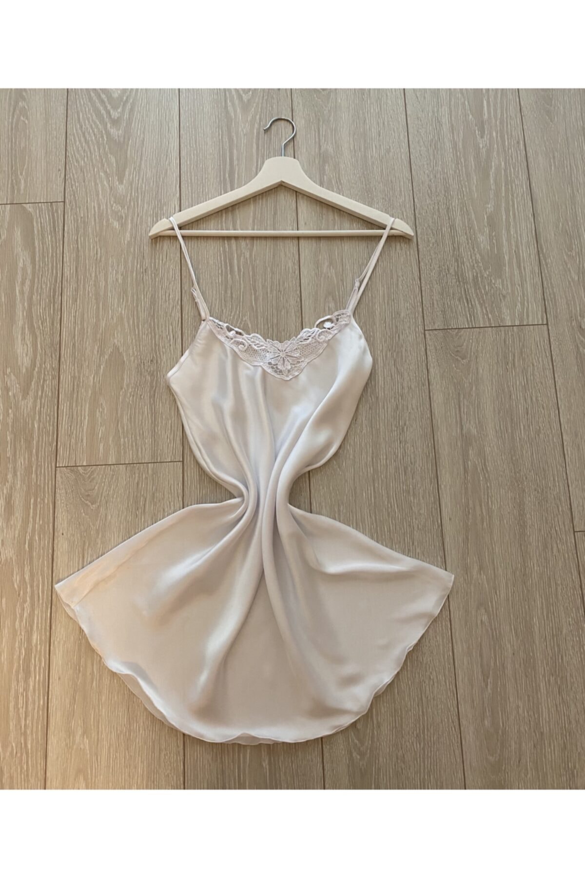 lilyum butik Beyaz Saten Gecelik