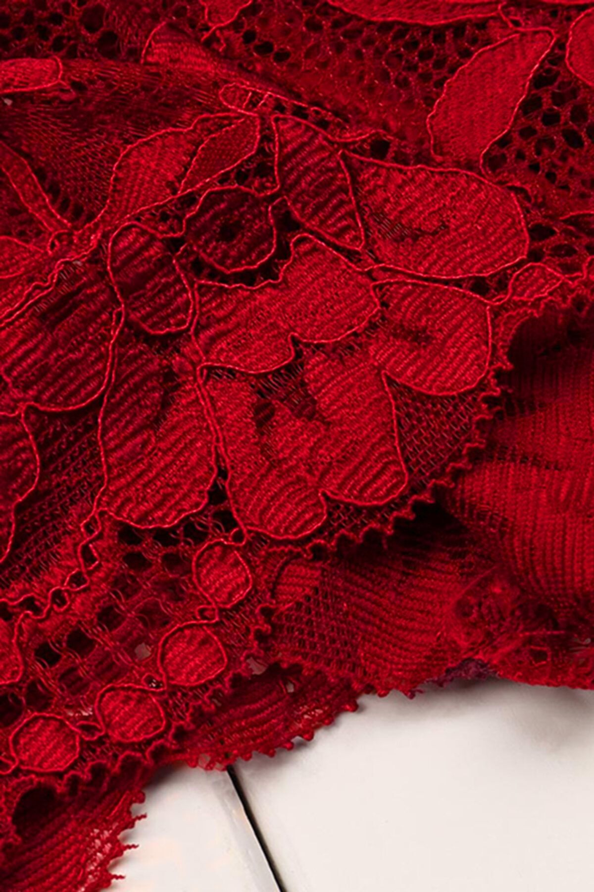 Imoda-Women's Red Lace Ribbon Bra Panty Set 5