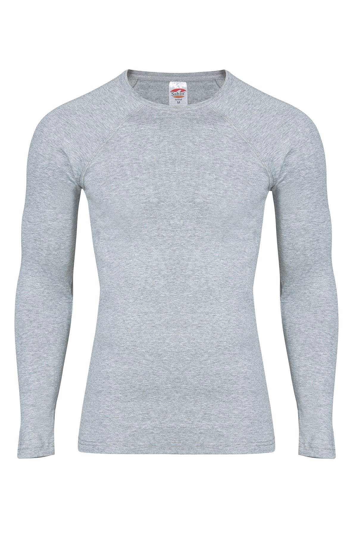 Şahin-Men's Gray Thermal Long Sleeve Crew Neck Underwear 1