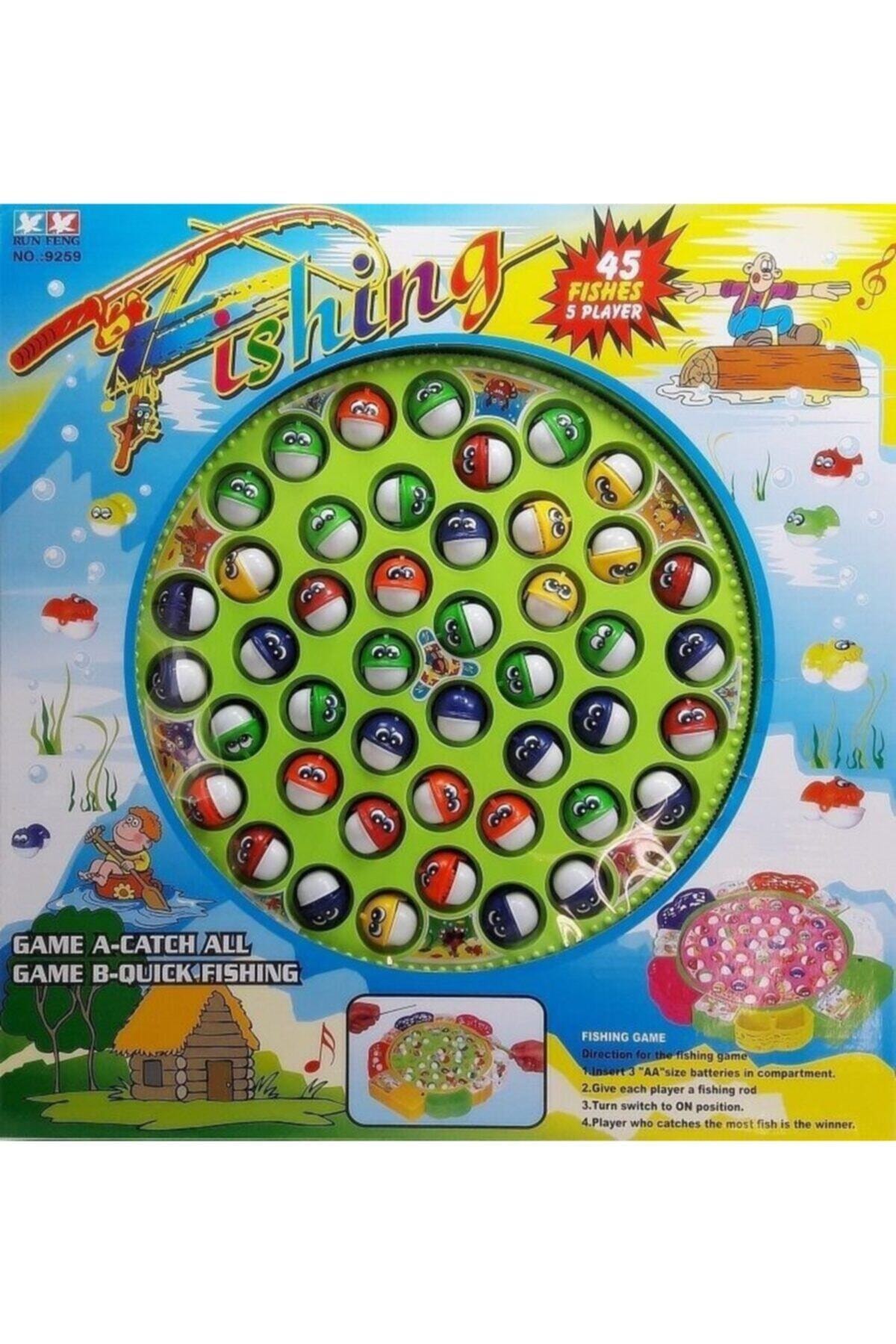 Genel Markalar Oyuncak Pilli Sesli Hareketli Balık Tutma Yakalama Oyunu 45 Balık Olta Seti