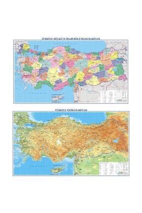 Türkiye Fiziki + Siyasi (70x100) Çift Taraflı Harita 456gürbüz778
