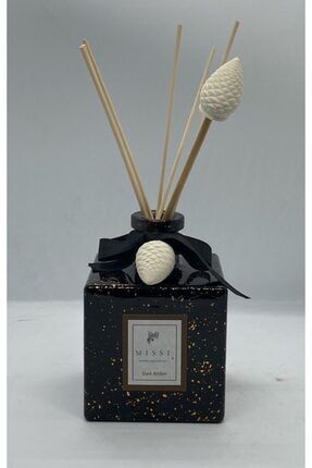 500 Cc Siyah Altın Boyalı Şişe Bambu Çubuklu Dark Amber Oda Kokusu SYHALT500