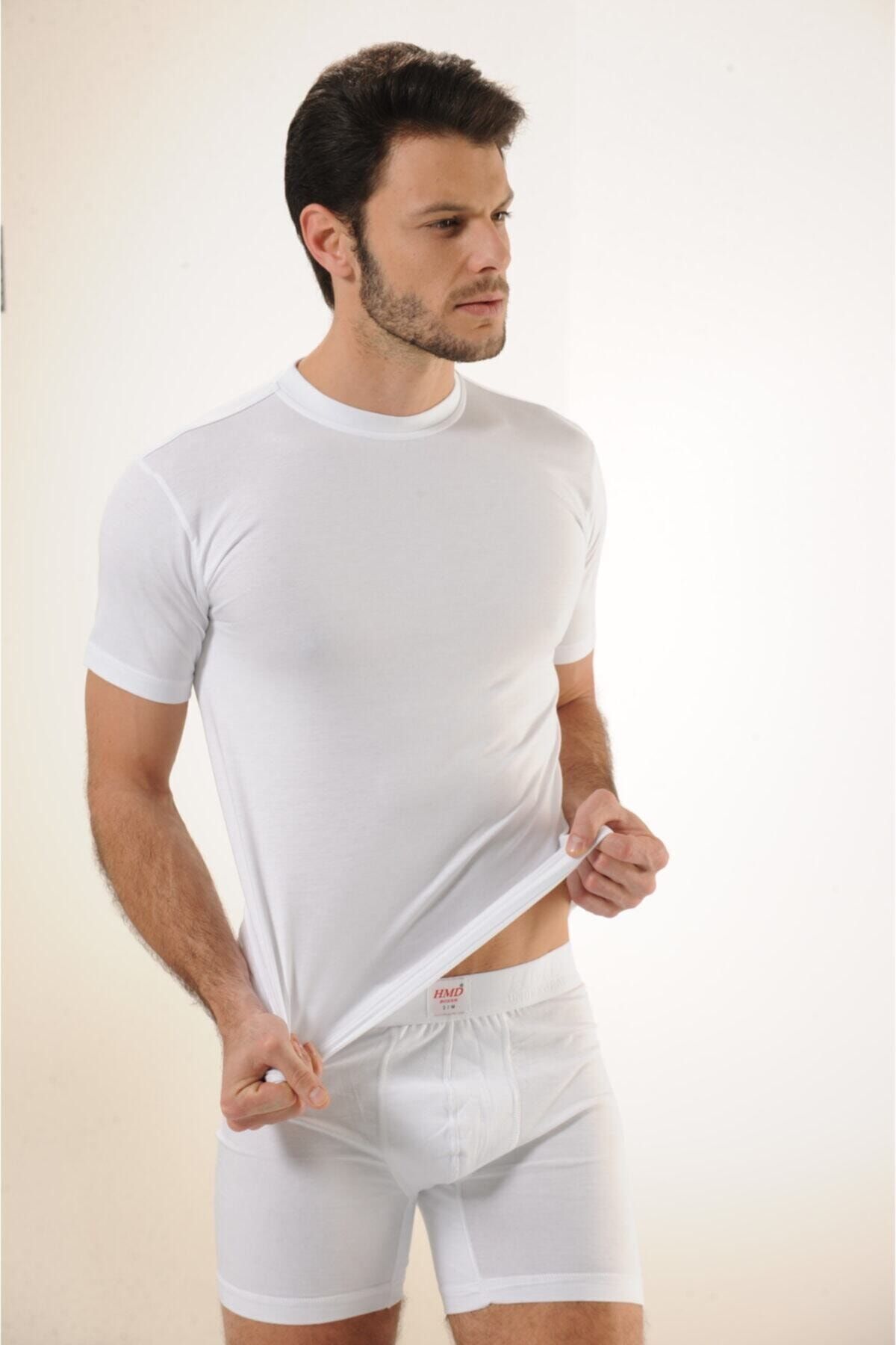 Hmd-Men's 100% Cotton White Single Jersey Closed Collar Undershirt & Comfortable Texture 8