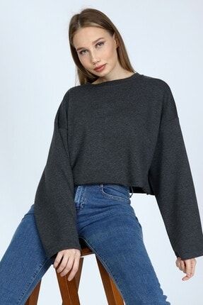 Kadın Antrasit Basic Sweatshirt B20SS3