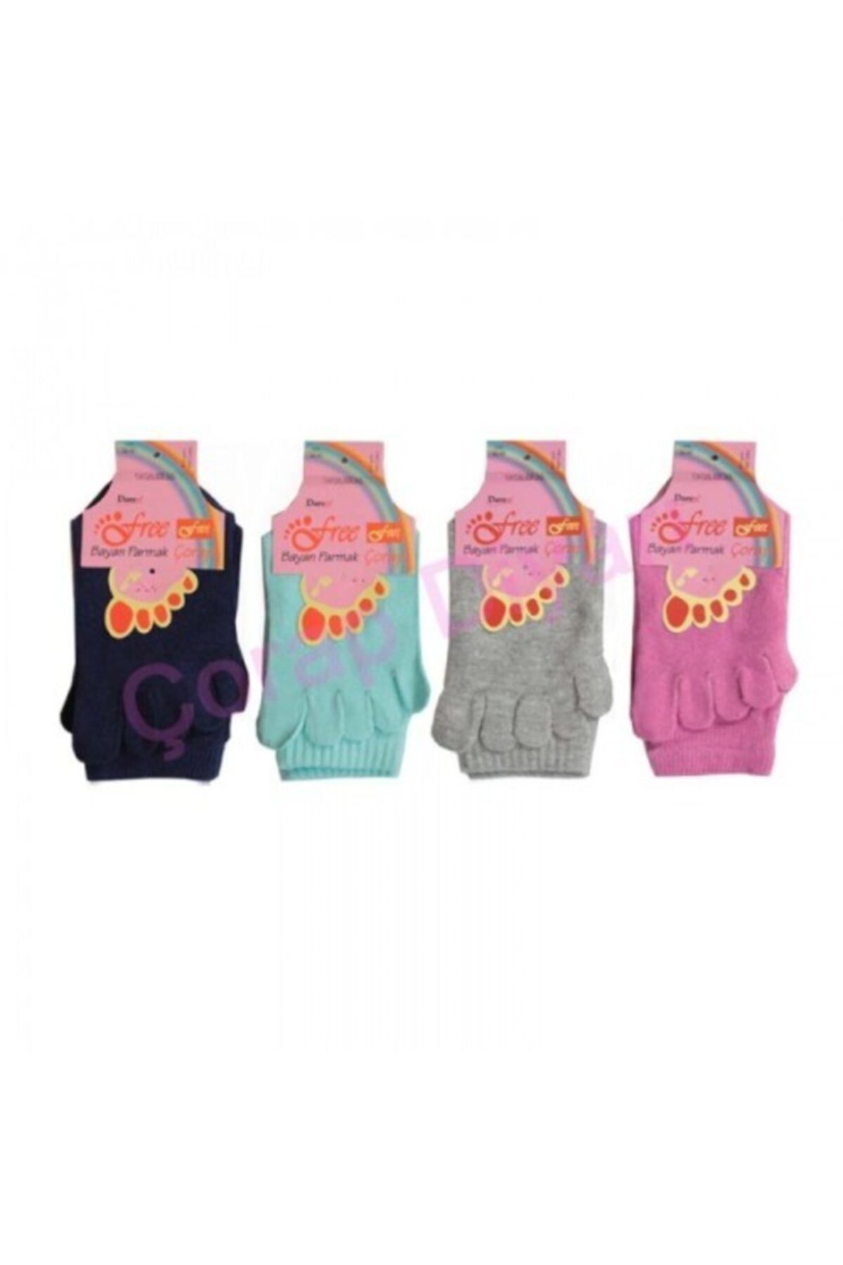Daren-Women's 4-Piece Toe Socks in Pink Blue Purple Red Green Lilac Colors 2
