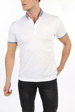 Erkek Beyaz Polo Yaka Ütü İstemeyen Slim Fit Tshirt 6005